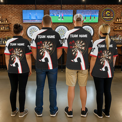 Personalized Darts Polo & Quater Zip For Men Custom Darts Tournament Team Jersey |Red TDM6067