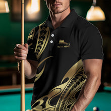 Load image into Gallery viewer, Personalized Black &amp; Gold Tribal Pattern 8 Ball Pool Billiard Shirts For Men Billiard Attire Gifts NYN2821