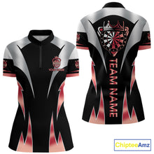 Load image into Gallery viewer, Personalized Crown Darts Shirt For Women Custom Darts Tournament Jersey Team Polo &amp; 1/4 Zip |Red TDM6315