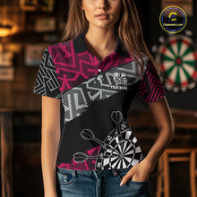 Load image into Gallery viewer, Custom Darts Shirts For Women Personalized Zig-Zag Pattern Dart Jersey, Cool Darts Team Shirts|Pink TDM5453