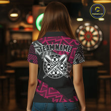 Load image into Gallery viewer, Custom Darts Shirts For Women Personalized Zig-Zag Pattern Dart Jersey, Cool Darts Team Shirts|Pink TDM5453