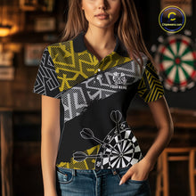 Load image into Gallery viewer, Custom Darts Shirt For Women Personalized Zig-Zag Pattern Dart Jersey, Cool Dart Team Shirts|Yellow TDM5454