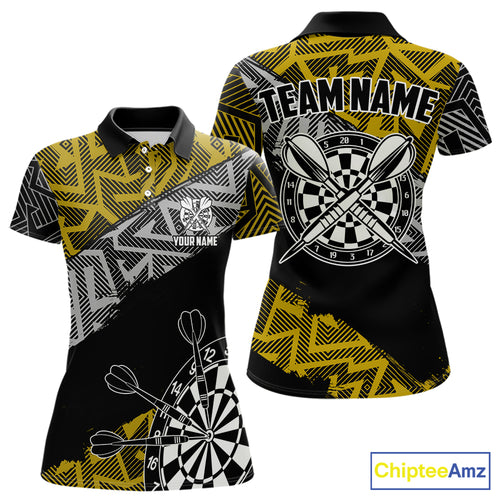 Custom Darts Shirt For Women Personalized Zig-Zag Pattern Dart Jersey, Cool Dart Team Shirts|Yellow TDM5454