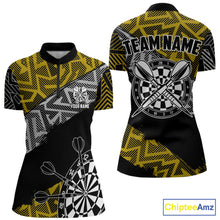 Load image into Gallery viewer, Custom Darts Shirt For Women Personalized Zig-Zag Pattern Dart Jersey, Cool Dart Team Shirts|Yellow TDM5454