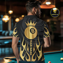 Load image into Gallery viewer, Custom Crown 8 Ball Billiard Shirt For Men, Black And Gold Pool Team Jersey Polo &amp; Quarter Zip TDM5457