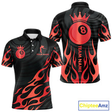Load image into Gallery viewer, Custom Crown 8 Ball Billiard Shirt For Men, Black And Red Pool Team Jersey Polo &amp; Quarter Zip TDM5458