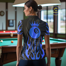 Load image into Gallery viewer, Custom Crown 8 Ball Billiard Shirt For Women, Black And Blue Pool Team Jersey Polo &amp; Quarter Zip TDM5459