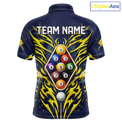 Personalized Tribal Flame 9 Ball Billiard Shirt For Men Custom 9 Ball Pool Team Jersey TDM5712