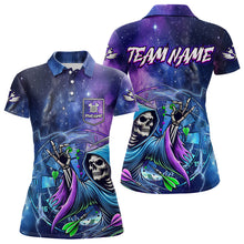 Load image into Gallery viewer, Death Skeleton Blue Purple Galaxy Dart Shirts For Women Custom Darts Jerseys TDM3561