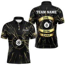 Load image into Gallery viewer, Personalized Dark Strike Looms 8 Ball Billiard Shirts For Men, Funny Billiard Pool Jerseys |Gold TDM3722