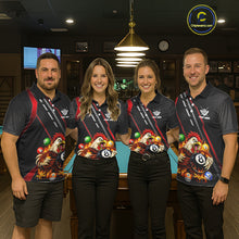 Load image into Gallery viewer, Funny Chicken Flame 8 Ball Billiard Shirt For Men Custom Billiard Team Jersey Polo &amp; 1/4 Zip TDM6068