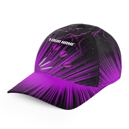 Purple Dart Arrow Lightning Custom 3D Printed Darts Baseball Caps, Personalized Darts Hat Gifts TDM2974