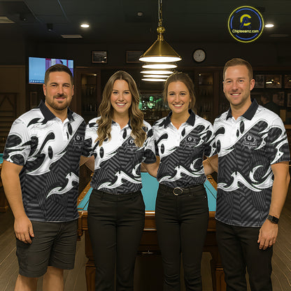 Personalized White Black 3D 8 Ball Billiards Pool Shirts For Women Custom Billiard Team Jerseys TDM5722