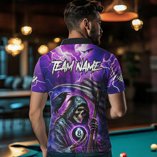 Load image into Gallery viewer, Grim Reaper Purple Galaxy Thunder Lightning Billiard Shirt For Men Custom 8 Ball Billiard Jersey TDM3725