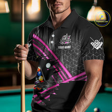 Load image into Gallery viewer, Personalized Billiard Shirts For Men Custom 8 Ball Pool Team Jersey Polo &amp; Quarter Zip | Pink TDM6339