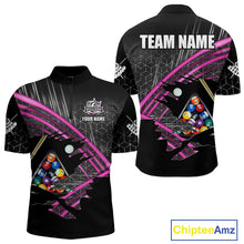 Load image into Gallery viewer, Personalized Billiard Shirts For Men Custom 8 Ball Pool Team Jersey Polo &amp; Quarter Zip | Pink TDM6339