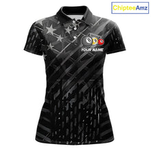 Load image into Gallery viewer, Black US Flag 9 Ball Pool Wings Billiard Shirt For Women Custom Billiard Team Jersey Polo &amp; 1/4 Zip TDM6340