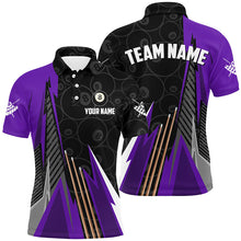 Load image into Gallery viewer, Personalized Black Purple Billiard Pattern Men Polo &amp; 1/4 Zip Shirts, Billiard Team Jersey Uniform TDM1614