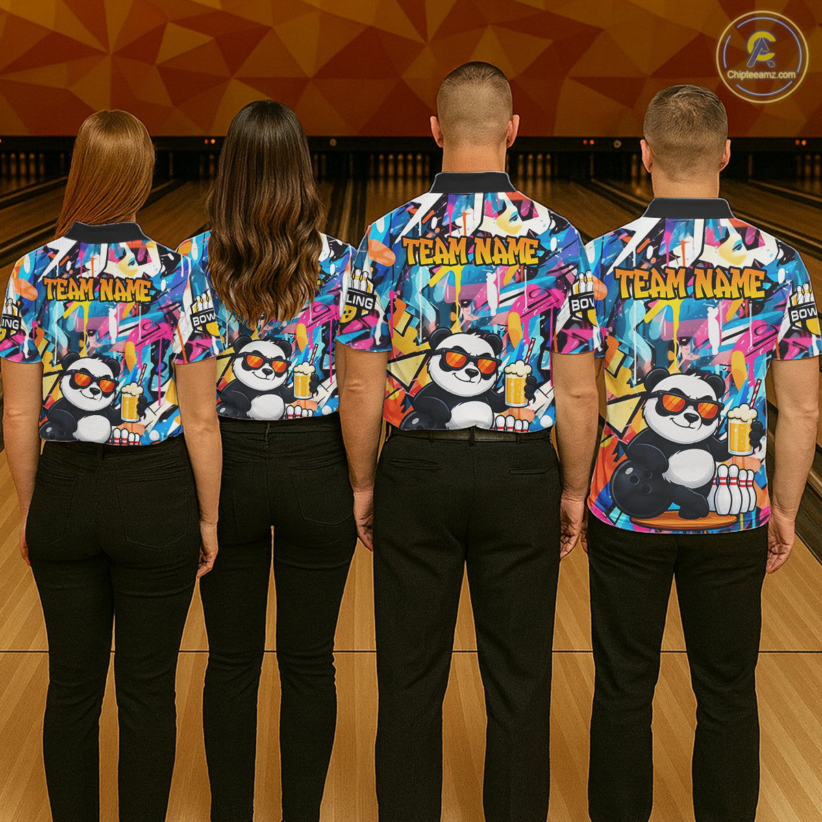 Funny Panda Colorful Graffiti Bowling Shirts For Women, Best Bowling Team Jersey Polo & 1/4 Zip TDM6511