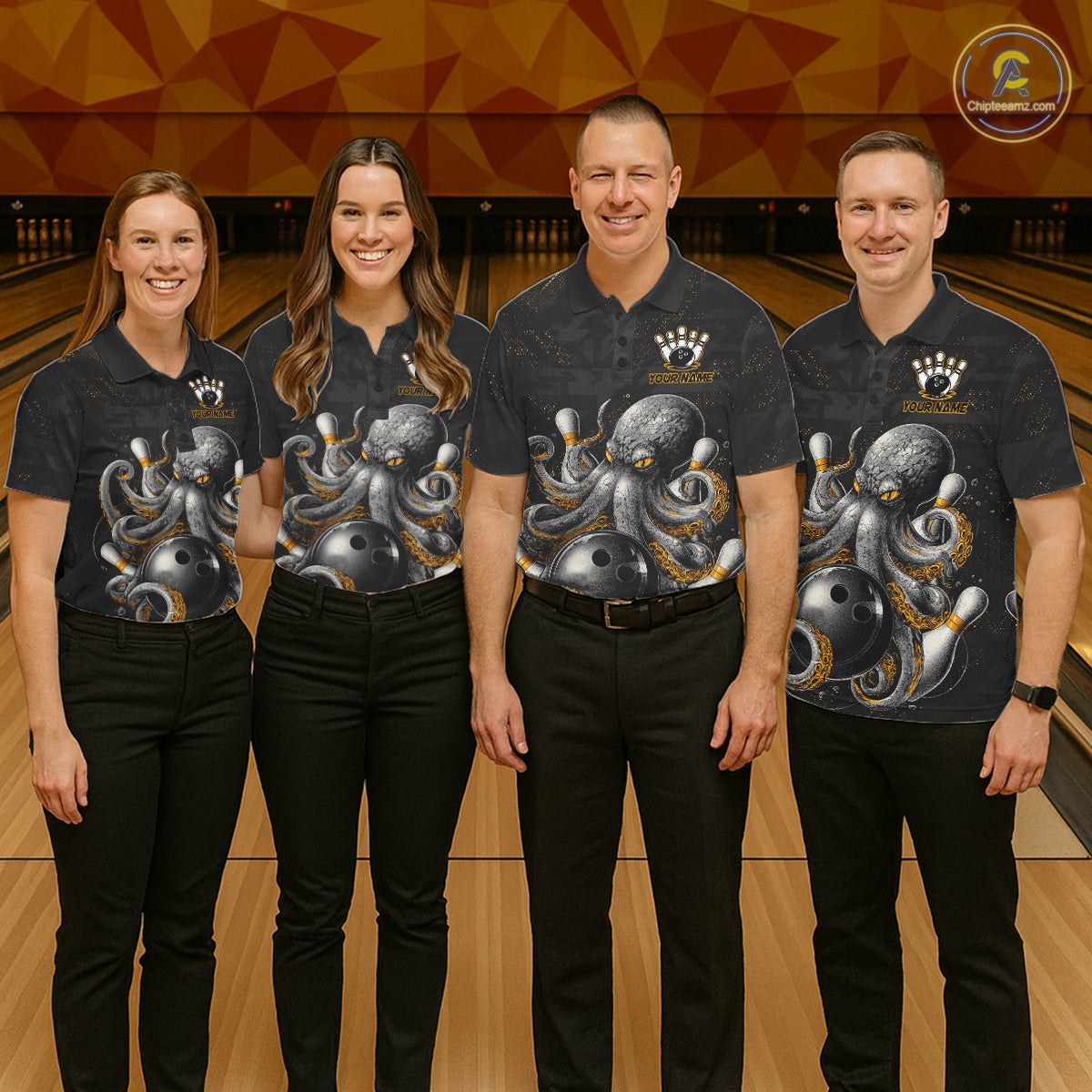 Personalized Funny Octopus Bowling Jersey For Women Custom Bowling Team Shirts Polo & Quarter Zip TDM6518