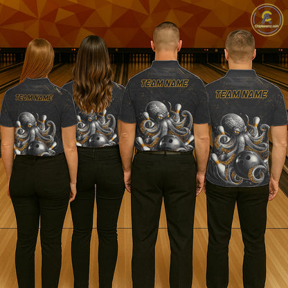 Personalized Funny Octopus Bowling Jersey For Women Custom Bowling Team Shirts Polo & Quarter Zip TDM6518