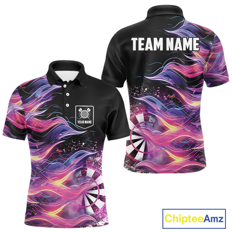 Funny Pink Flame Dart Shirt With Pocket Option For Men Custom Darts Jersey TDM4353