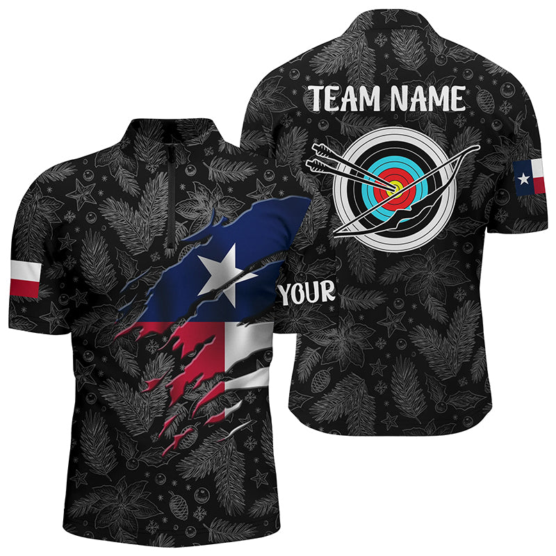 Personalized Funny Christmas Texas Archery Men Quarter-Zip Shirt, Archery Christmas Shirts TDM0580