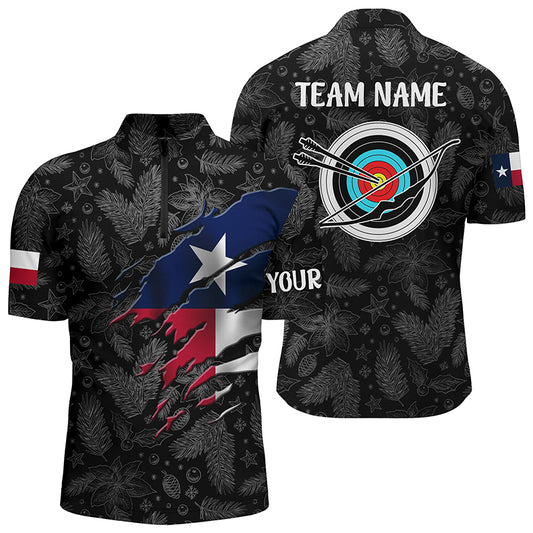 Personalized Funny Christmas Texas Archery Men Quarter-Zip Shirt, Archery Christmas Shirts TDM0580