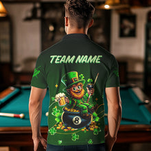 Load image into Gallery viewer, Personalized Funny Green Luckiest Shamrock Men Billiard Shirt, St Patrick Day Billiard Team Jersey TDM3426