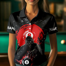 Load image into Gallery viewer, Black And Red Grunge Grim Reaper 8 Ball Billiard Shirt For Women Custom Billiard Team Jersey TDM3433