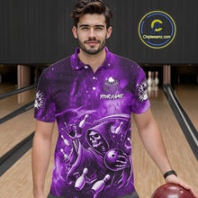 Load image into Gallery viewer, Funny Purple Grim Reaper Galaxy Bowling Shirt For Men Custom Bowling Team Jersey Polo &amp; 1/4 Zip TDM6080