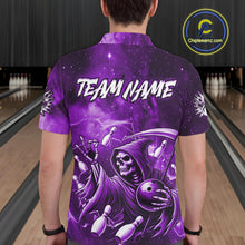 Load image into Gallery viewer, Funny Purple Grim Reaper Galaxy Bowling Shirt For Men Custom Bowling Team Jersey Polo &amp; 1/4 Zip TDM6080