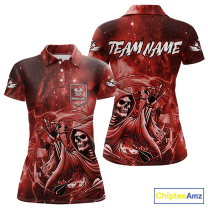 Red Grim Reaper Galaxy Dart Shirt For Women Custom Darts Jersey Pocket Option TDM6081