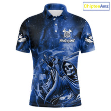 Load image into Gallery viewer, Blue Grim Reaper Galaxy Dart Shirt For Men Custom Darts Jersey Pocket Option TDM6082