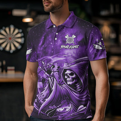 Purple Grim Reaper Dart Shirt With Pocket Option For Men Custom Darts Jersey TDM6083