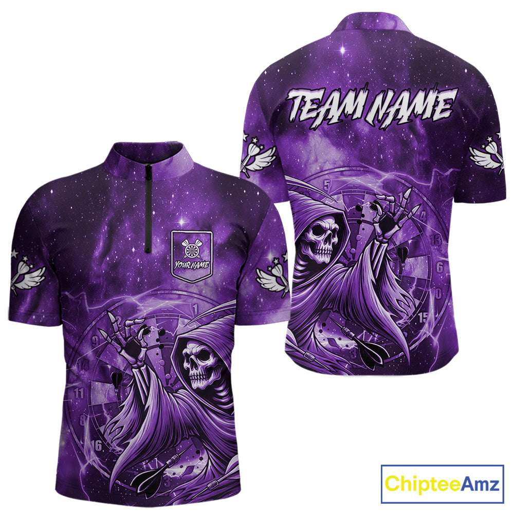 Purple Grim Reaper Dart Shirt With Pocket Option For Men Custom Darts Jersey TDM6083