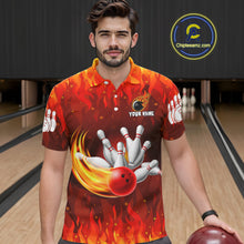 Load image into Gallery viewer, Personalized Flame Red Bowling Shirt For Men Custom Fire Bowling Team Jersey Polo &amp; 1/4 Zip TDM6089
