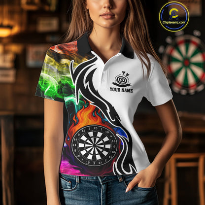 Colorful Rainbow Smoke Dart Shirts For Women Custom Team Polo & Quarter Zip Darts Jerseys Outfit TDM4007