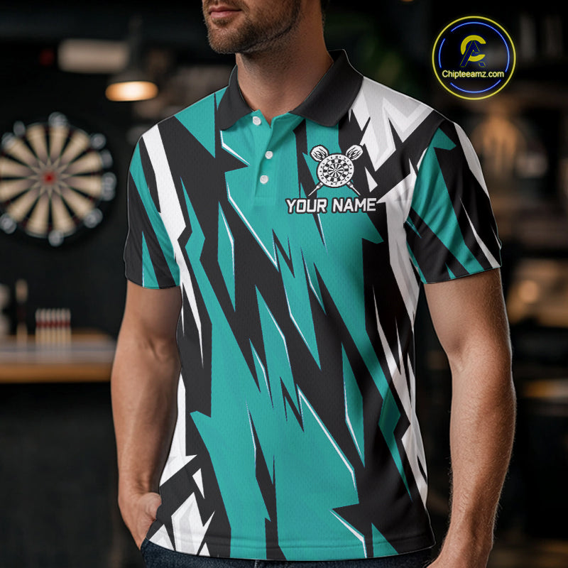 Turquoise Darts Jerseys For Men Custom Darts Team Shirts Polo & Quarter Zip, Darts Clothing TDM4008
