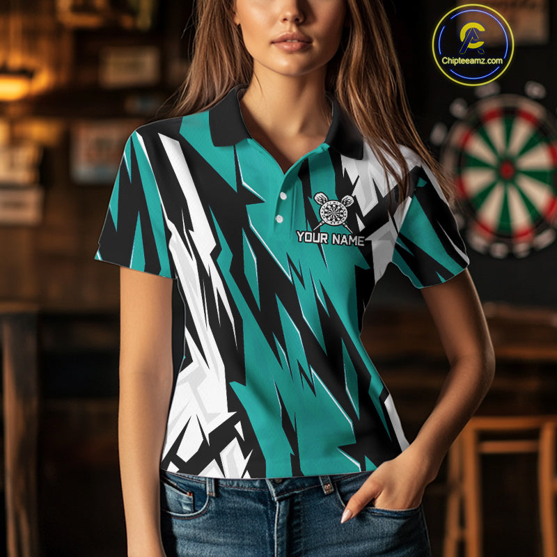 Turquoise Darts Jerseys For Women Custom Darts Team Shirts Polo & Quarter Zip, Darts Clothing TDM4008