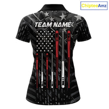 Load image into Gallery viewer, Custom Black US Flag Billiard Shirt For Women Custom Patriotic Billiard Team Jersey Polo &amp; 1/4 Zip TDM6530
