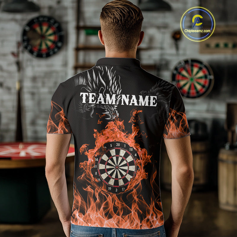 Personalized Orange Flaming Dragon Darts Shirt For Men Custom Darts Team Jersey Polo & Quarter Zip TDM4593