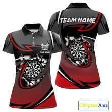 Load image into Gallery viewer, Funny Crack Dartboard Red Darts Polo &amp; Quarter Zip Custom Darts Shirt For Women Darts Team Jersey TDM5006