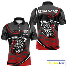 Load image into Gallery viewer, Funny Crack Dartboard Red Darts Polo &amp; Quarter Zip Custom Darts Shirt For Men Darts Team Jersey TDM5006
