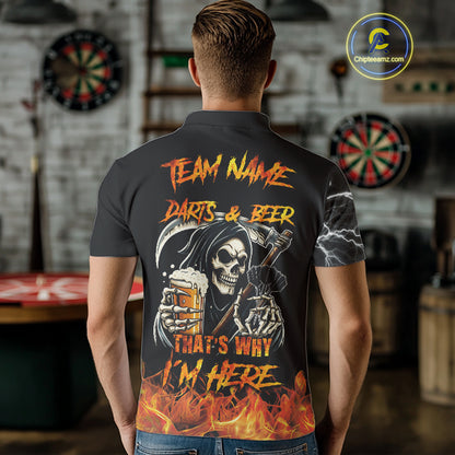Personalized Grim Reaper Darts And Beer Flame Darts Shirt For Men Custom Funny Darts Team Jersey TDM5015
