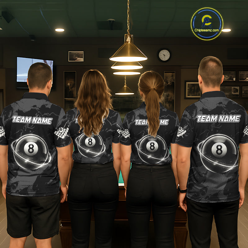 Custom White And Black 8 Ball Pool Eagle Paint Billiard Shirts For Women Team League Billiard Jersey TDM5473