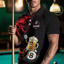 Load image into Gallery viewer, Red Flaming Funny Beer 8 Ball Billiard Shirt For Men Custom Pool Team Jersey Polo &amp; 1/4 Zip TDM5936