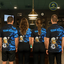 Load image into Gallery viewer, Blue Flaming Funny Beer 8 Ball Billiard Shirt For Men Custom Pool Team Jersey Polo &amp; 1/4 Zip TDM5937