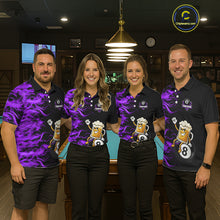 Load image into Gallery viewer, Purple Flaming Funny Beer 8 Ball Billiard Shirt For Women Custom Pool Team Jersey Polo &amp; 1/4 Zip TDM5938