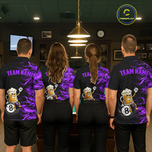 Load image into Gallery viewer, Purple Flaming Funny Beer 8 Ball Billiard Shirt For Women Custom Pool Team Jersey Polo &amp; 1/4 Zip TDM5938